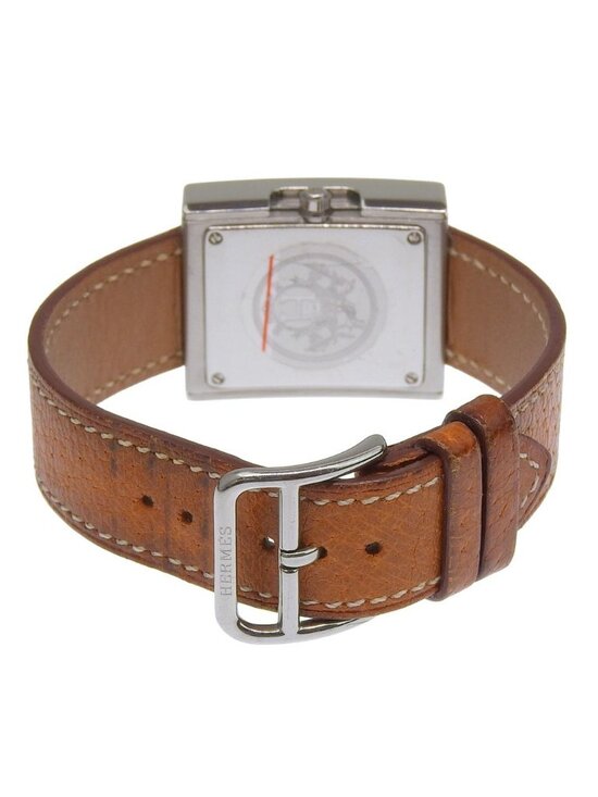 Hermes Stainless Steel Leather D Quartz Analog Display White Dial Watch main image 6